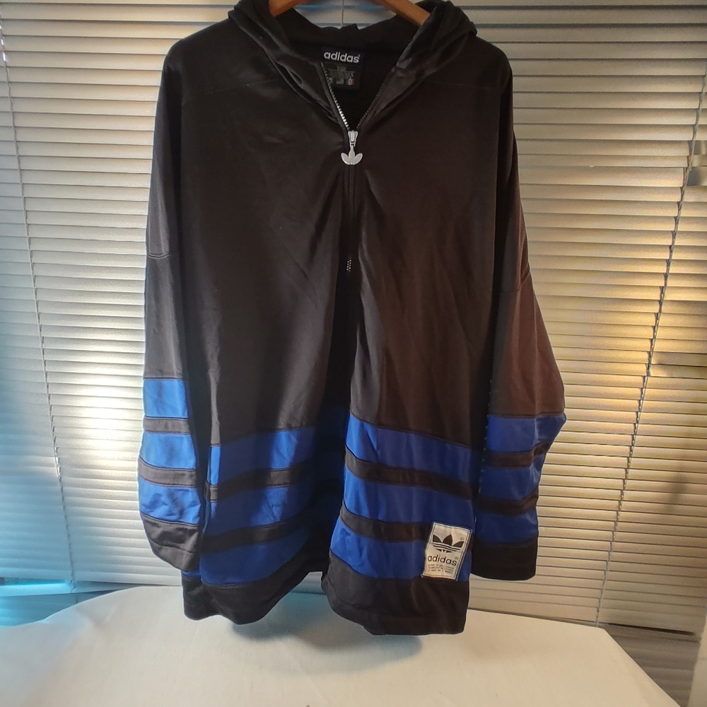 Adidas Black and Blue Hooded Jacket - Picture 2 of 12